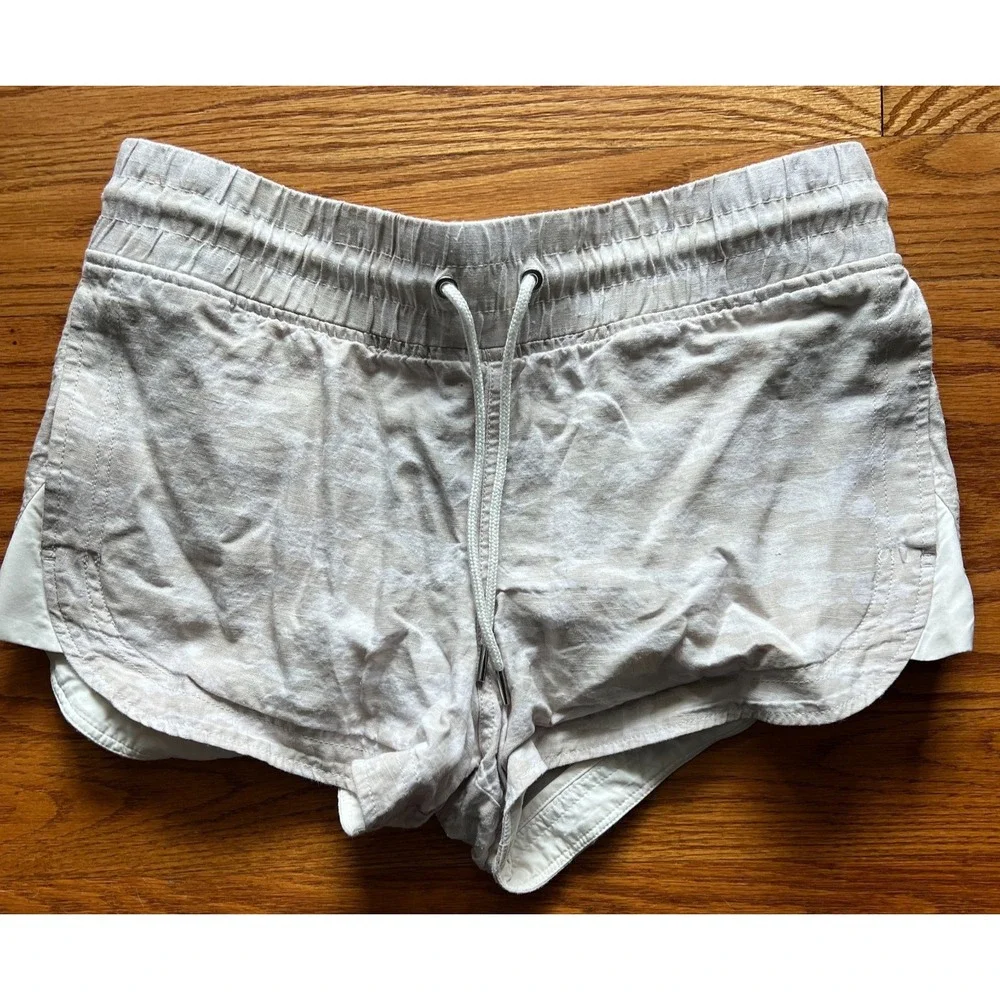 Athleta Womens Shorts Size 12‎ Cabo Tide Linen Shortie Beige Camo